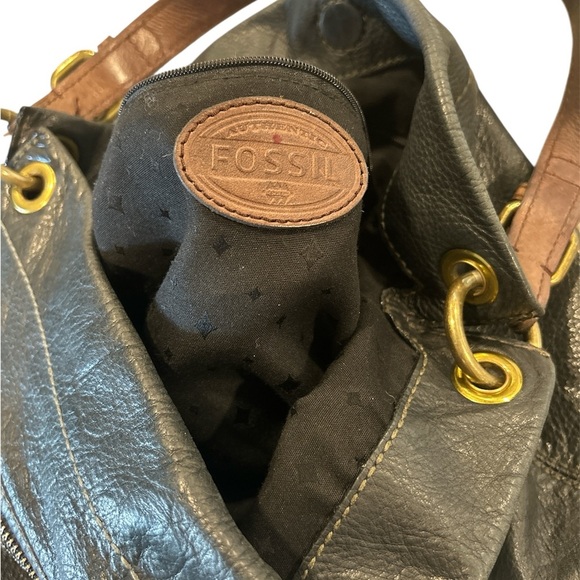 Fossil Black Hobo Bag with Gold Hardware - Picture 4 of 6